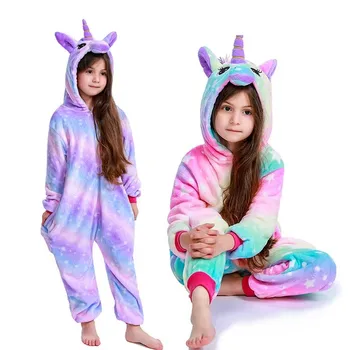 Unicorn Anime Cosplay Costumes Kids Panda Kigurumi Cartoon Jumpsuit for Children Halloween Christmas Girls Boys Pajamas Onesies