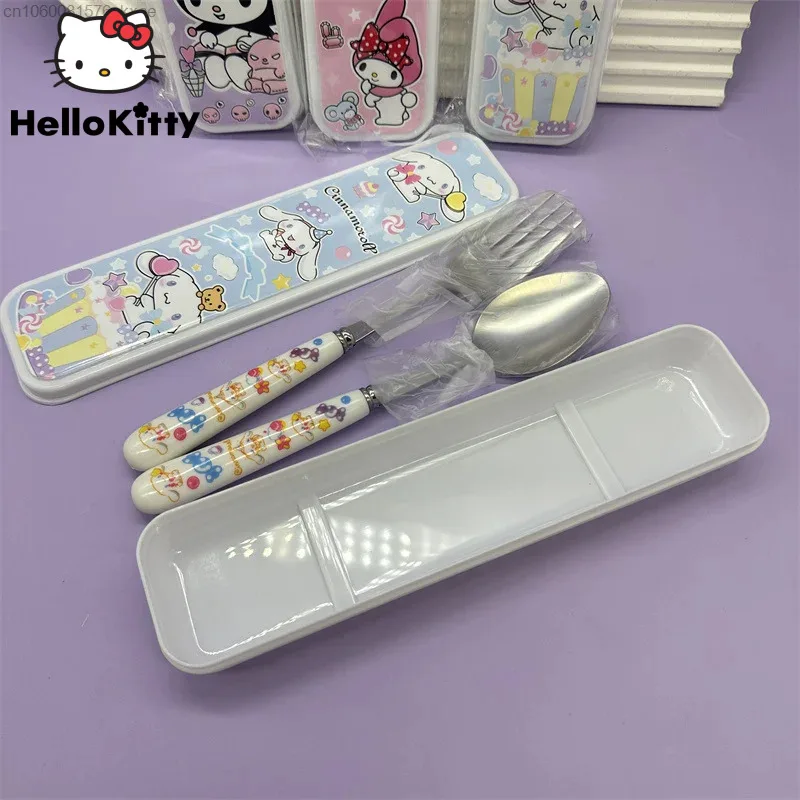 

Sanrio Hello Kitty Cinnamoroll Camping Utensil Set With Case Travel Portable Utensils Set Plastic Case For Travel Picnic Camping