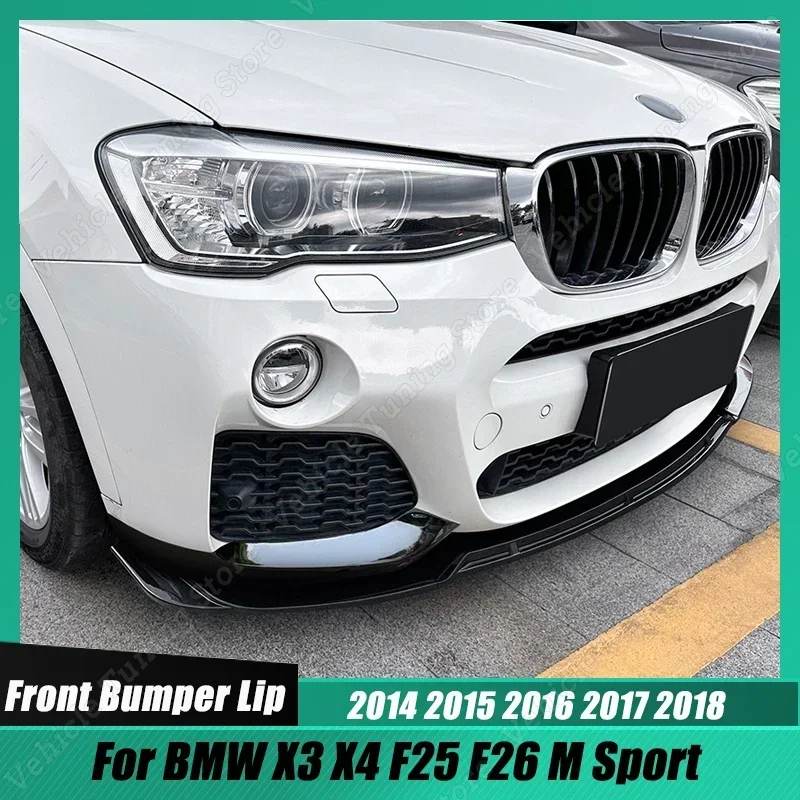 

Front Bumper Lip Splitter Spoiler Diffuser Guard Body Kit For BMW X3 X4 F25 F26 M Sport 2014 2015 2016 2017 2018 Gloss Black