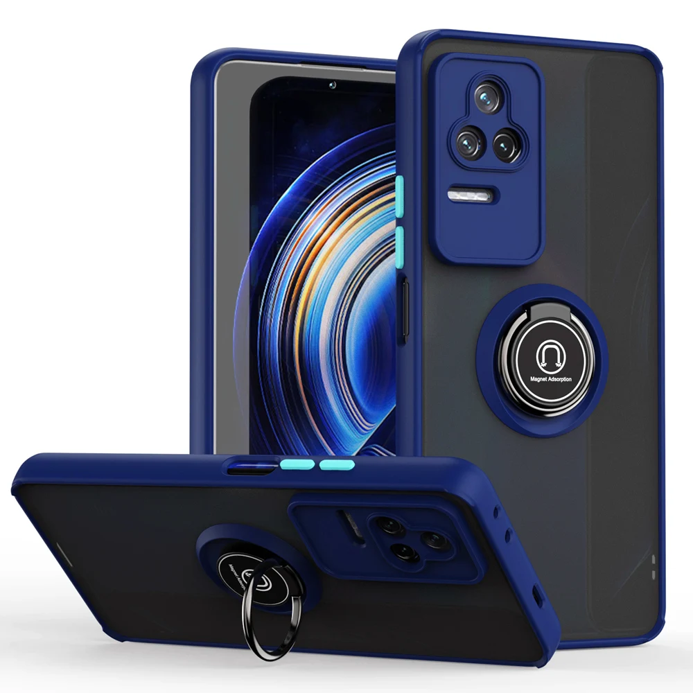 KEYSION Fashion Matte Hülle für POCO F4 GT 5G Transparenter Ringständer Stoßfeste Handyhülle für Xiaomi Redmi K50 Gaming K_voghion.com
