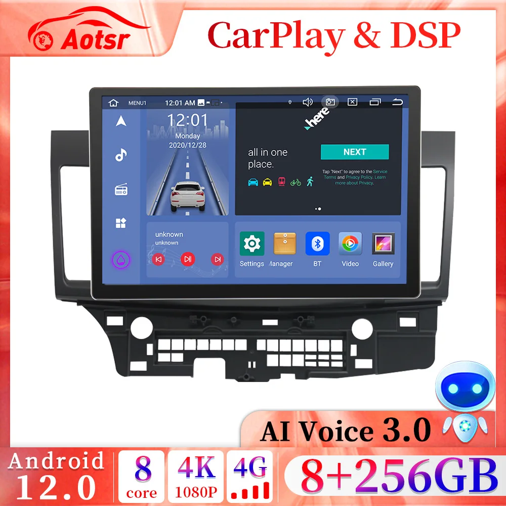 

8+256GB For Mitsubishi Lancer 10 CY 2007-2017 Android 12.0 Car radio Player GPS Navi Auto Stereo Multimedia Video carplay 4G SIM