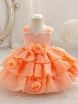 Girls' formal dress, princess dress, high-end birthday party, fluffy dress, host piano performance costume 1