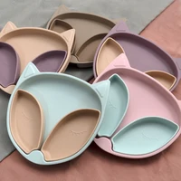 Baby Silicone Plates Cartoon Fox Dishes Suction Lunch Box Baby Feeding Training Tableware Children Dinner Set Non-Slip Plate 1