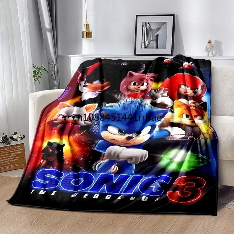 The SS-Sonic Cartoon Priend Blanket Soft Warm Throw Bedroom Decor Napping Couch Sofa Bed Chair Cover for Boys Girls 2
