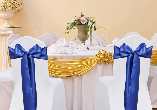 10 pièces ceintures housse de chaise dos cravate satin arcs ruban pour mariage anniversaire remise des diplômes cérémonie de fiançailles événement fête Banquet 5