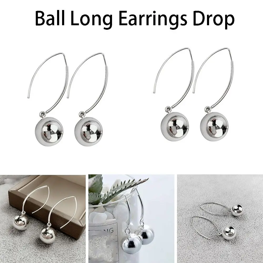 Silver Copper Ball Drop Earrings for Women Fashion Jewelry