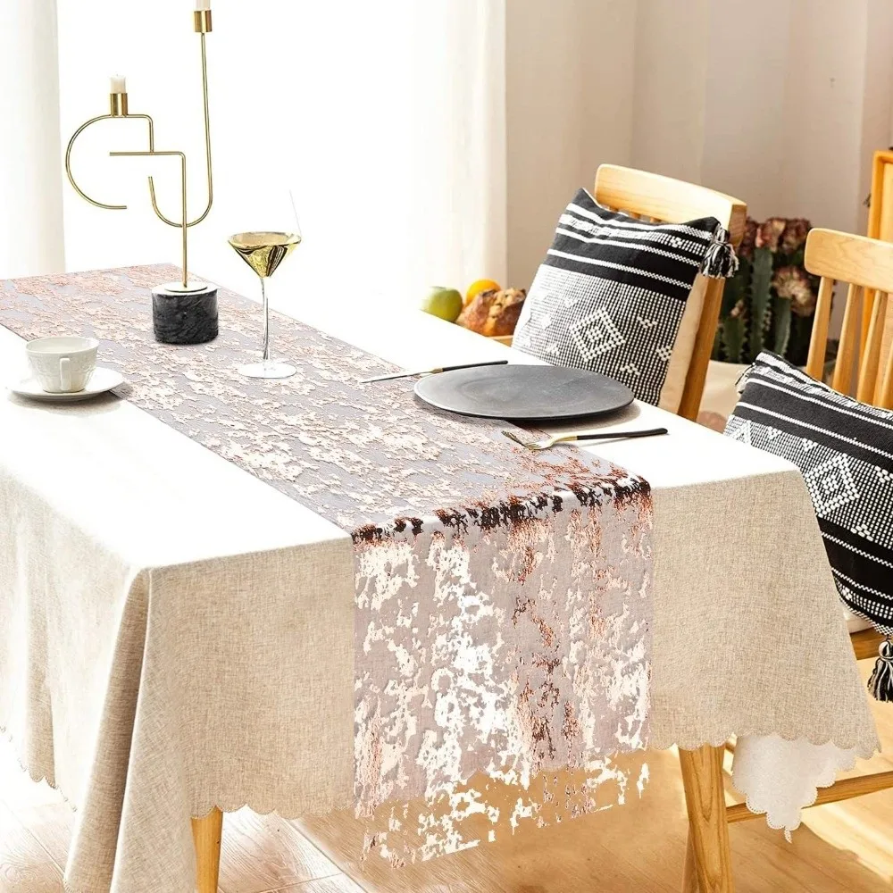 Polyester Glitter Table Runner for Christmas Decor