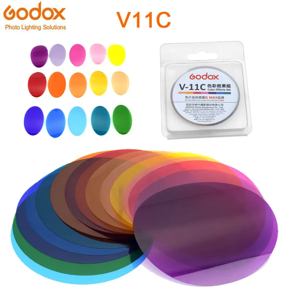 Godox AK-R16 Magnetic Mount Diffuser Plate with V-11C / V-11T Color Effect Gel Set for Godox V1 Series Flash Light Speedlite reflector diffuser lamp shade photography light adapter camera accessories