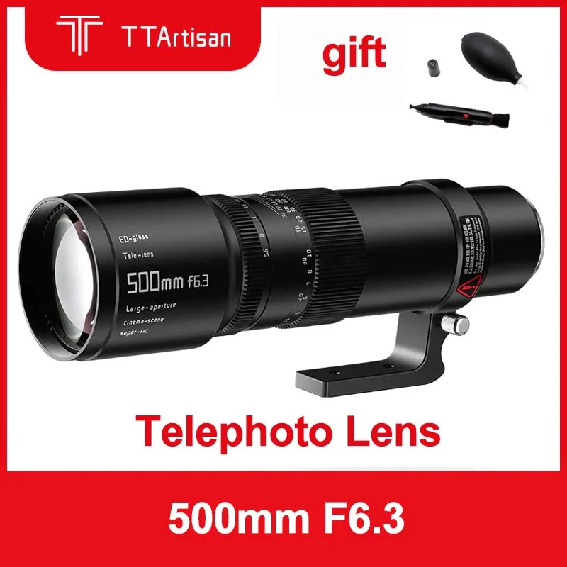 Ttartisan 500Mm F6.3 Teleobiettivo Per Sony E Nikon Z Canon Rf Obiettivo Per Fotocamera Con Montaggio A L Full Frame Mf Per A7Rv A9 Z6 Z8 Z9 R6 R8 R10