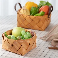 A Variety Of Styles To Choose From Natural Wood Chips Hand Woven Basket Bread Fruit Storage Basket Kitchen Storage Basket 2