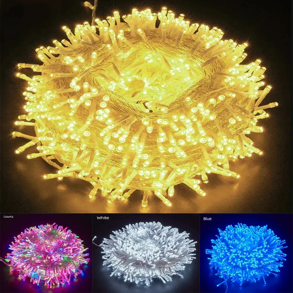 Shineled Guirnalda Luces Exterior, 30M 300 Led 8 Modos Luces De Cadena, Enchufe Ue, IP44 Impermeable, Cadena De Luz Para Fiestas,Celebraciones,Bodas, Decoraciones Navideñas Blanco Cálido