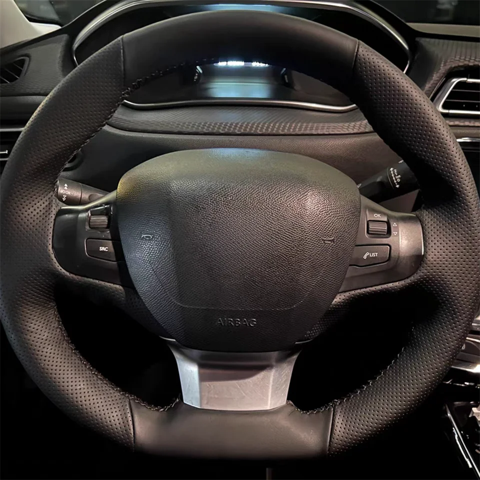 Kunden spezifische Hand nähen Auto Lenkrad abdeckung Mikro faser Leder Lenkrad Geflecht für Peugeot 2014 2014-2018 – Detail 1