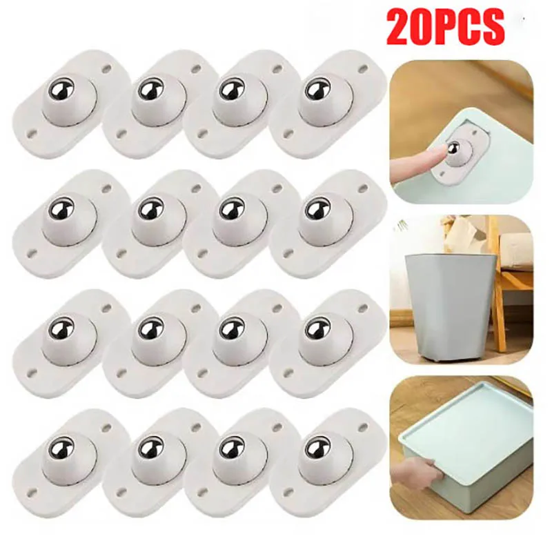 Furniture Casters Self Adhesive Mini Swivel Wheels Stainless Steel Universal 360 Degree Rotation Pulley for Furniture Storage Box