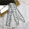115cm Tied bag Handle silk scarf small Ribbon Twill Silk Skull Black and White Korean Version All-match Striped Small Silk Scarf 4