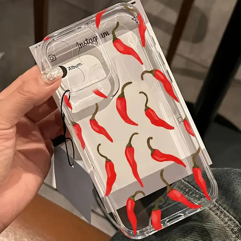 Spicy Red Chili Pepper Shockproof Transparent Phone Case
