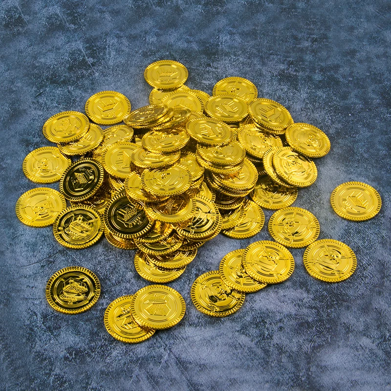 20-60pcs Plastic Pirate Gold Coins Treasure Fake Coins for Pirate Theme ...