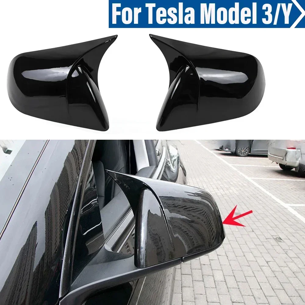 Real Carbon Fiber Side Mirror Covers For Tesla Model 3 2017-2025 - T-Carbon Black Replacement