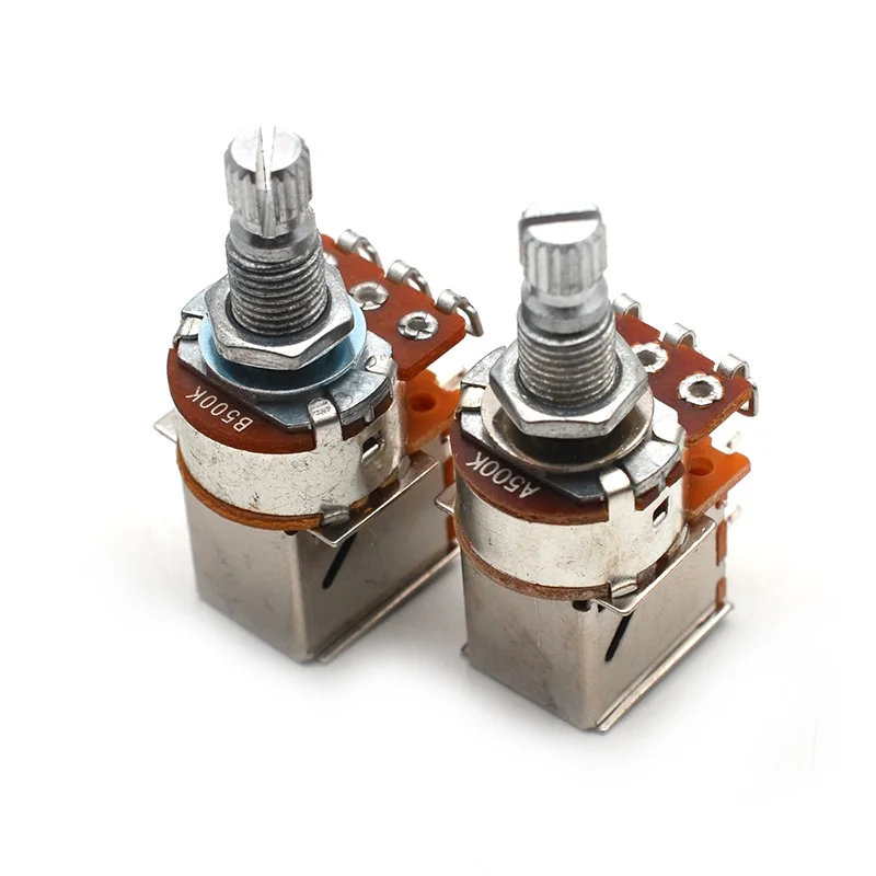Eilumduo 5 Pcs Small Guitar Pots, B500K Guitar Potentiometer Audio Pots 18mm Split Shaft Audio Taper Potentiometers For Electric Guitar, Bass