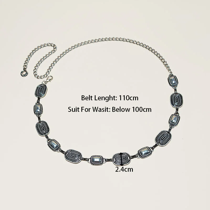 Silber Retro Taille Kette Zubehör Metall Kette Gürtel frauen Neue Sommer Vielseitig Match Röcke Hosen Dünne Leder Gürtel Trendy – Detail 8