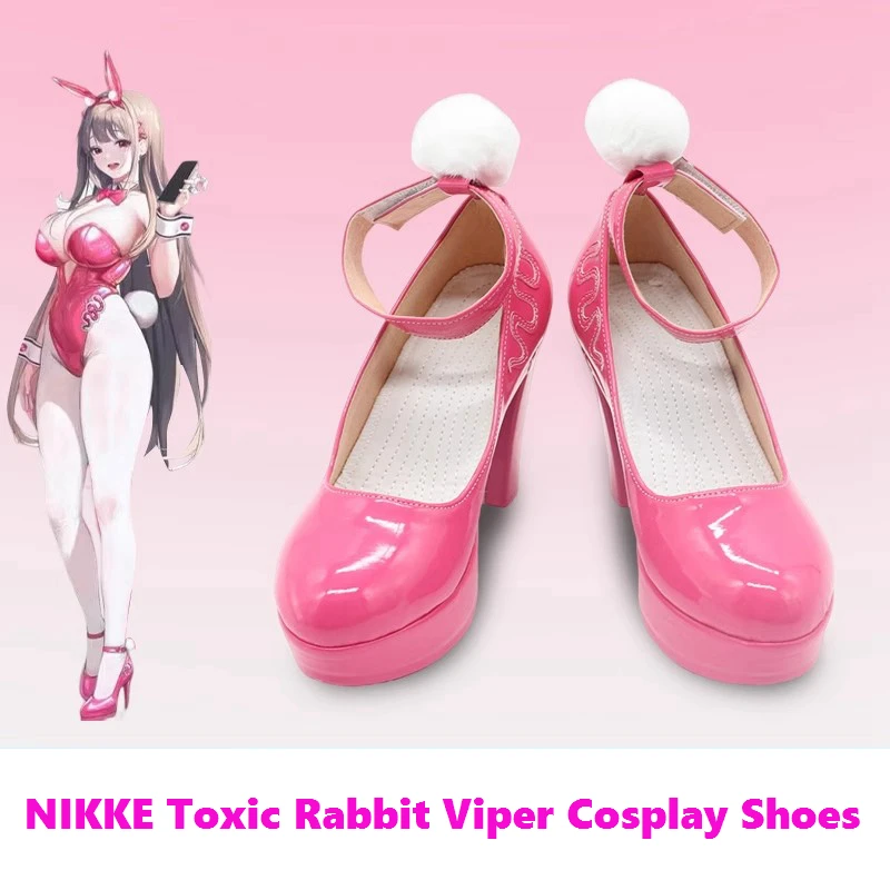 

Game NIKKE：The Goddess of Victory Viper Toxic Rabbit Cosplay Pink Leather Shoes Anime Bunny High Heels Girls Comic Con Props