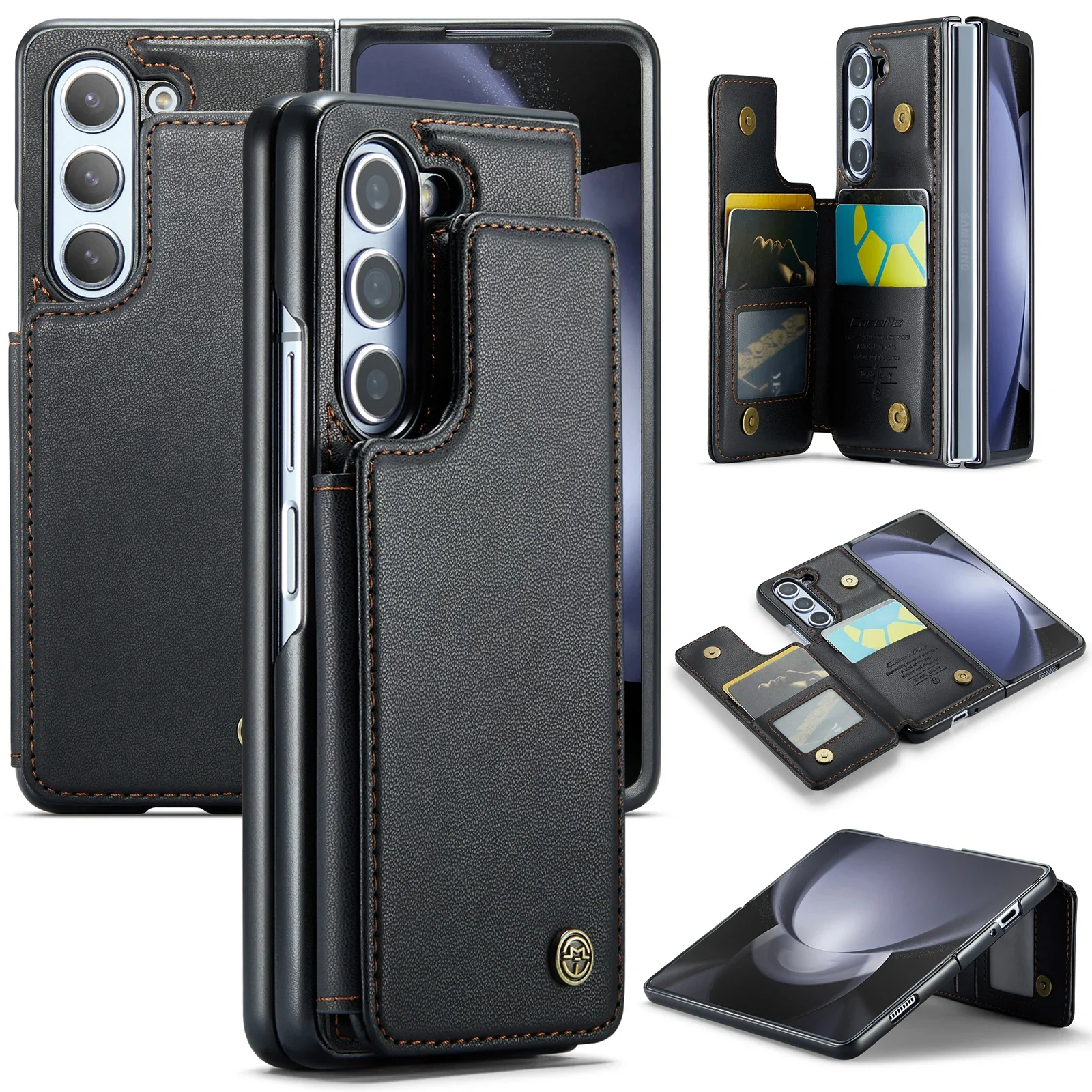 

Cards Solt Leather Wallet Case For Samsung Galaxy Z Fold 5 4 3 5G Fold5 Fold4 Pocket Purse Bag Business Skin Feeling RFID Cover
