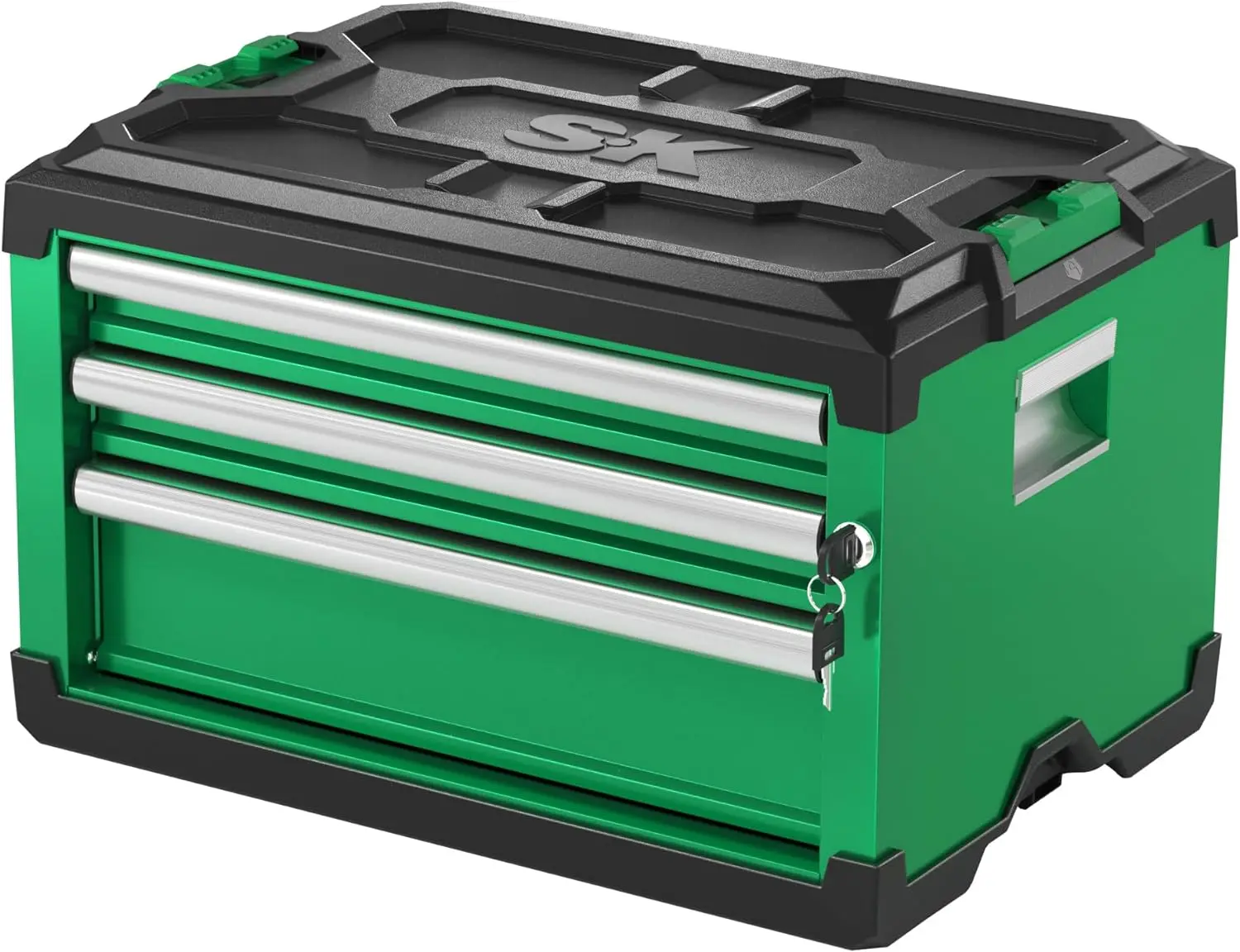 

SK Modular Stackable Storage Tool Box, 20.5 Inch, 3-Drawer Steel Box, Patented Auto-Lock Mechanism, Holds up to 60 Lbs