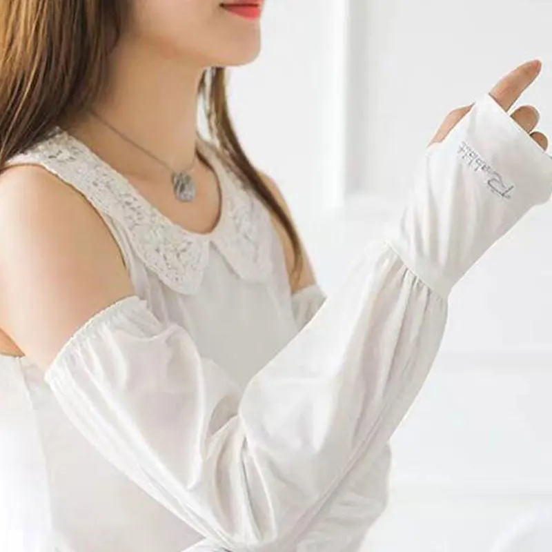 

Summer Ice Silk Sleeve Long Length UV Protection Sleeve Arm Glove Ice Sleeves Sunscreen Driving Loose Female arm cover 2022