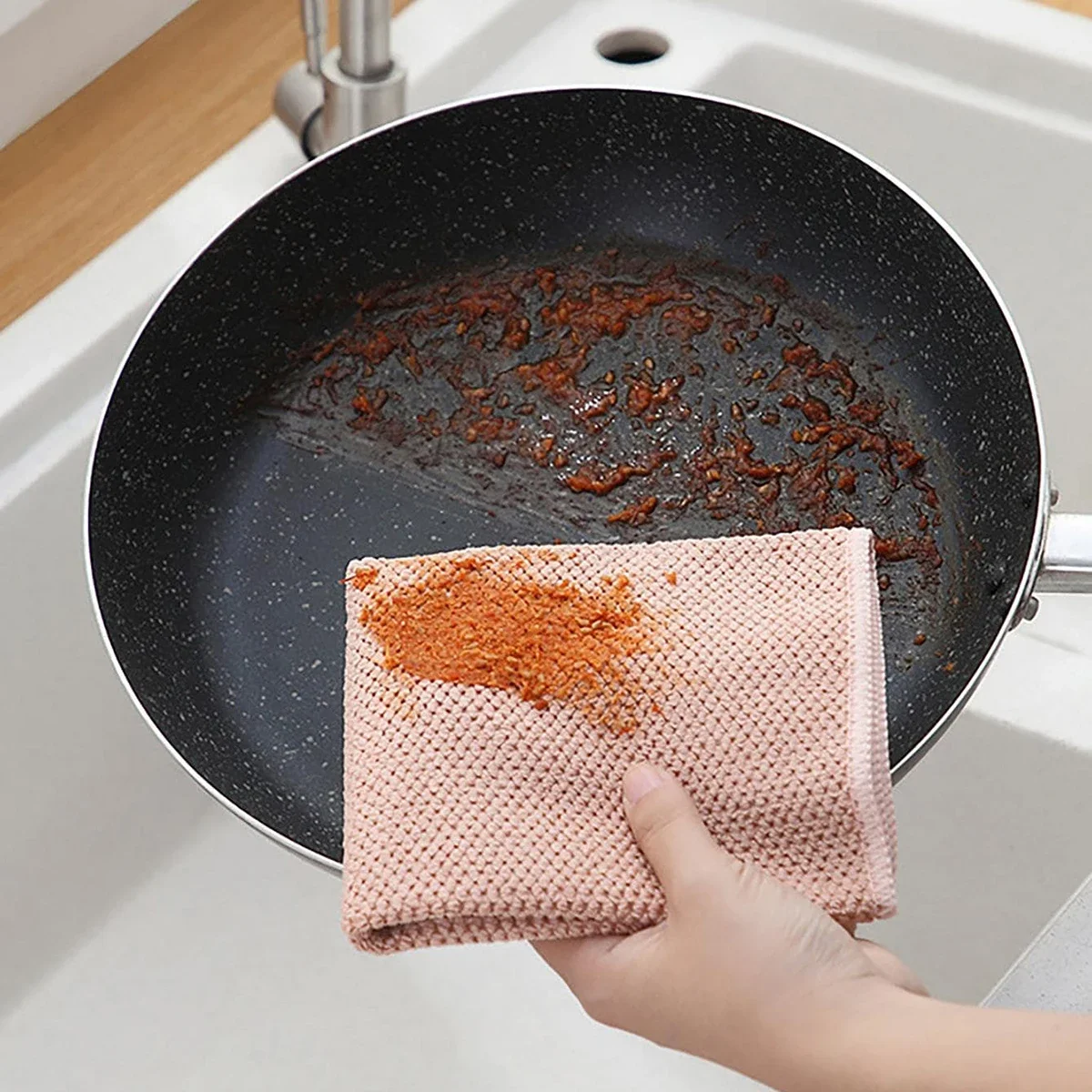 2pcs-Solid Color Scrubbing Pad Square Cloth