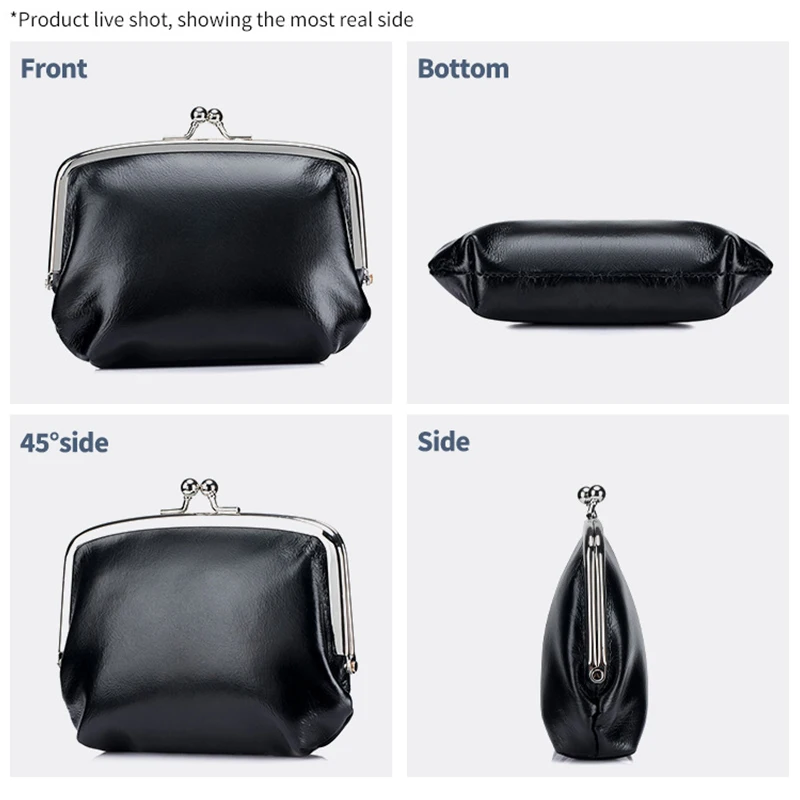 Women Genuine Leather Mini Lipstick Bag Cowhide Card Holder Key Clip Coin Purse Clutch Earphone Pocket Wallet For Female Girls