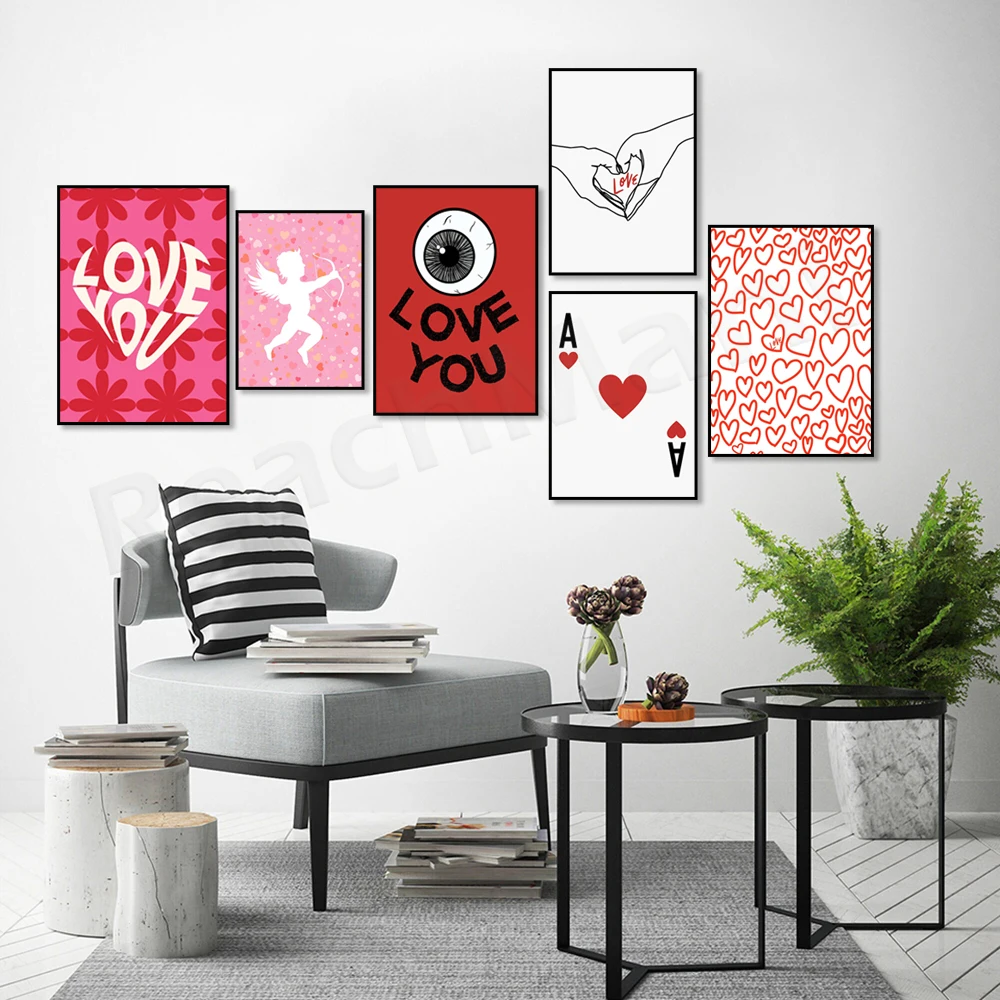 Poster Di San Valentino, Stampa Cupido, Ti Amo, Vera Pozione D'Amore, Stampa Rossa Di San Valentino, Cuori Rosa, Regalo Di San Valentino