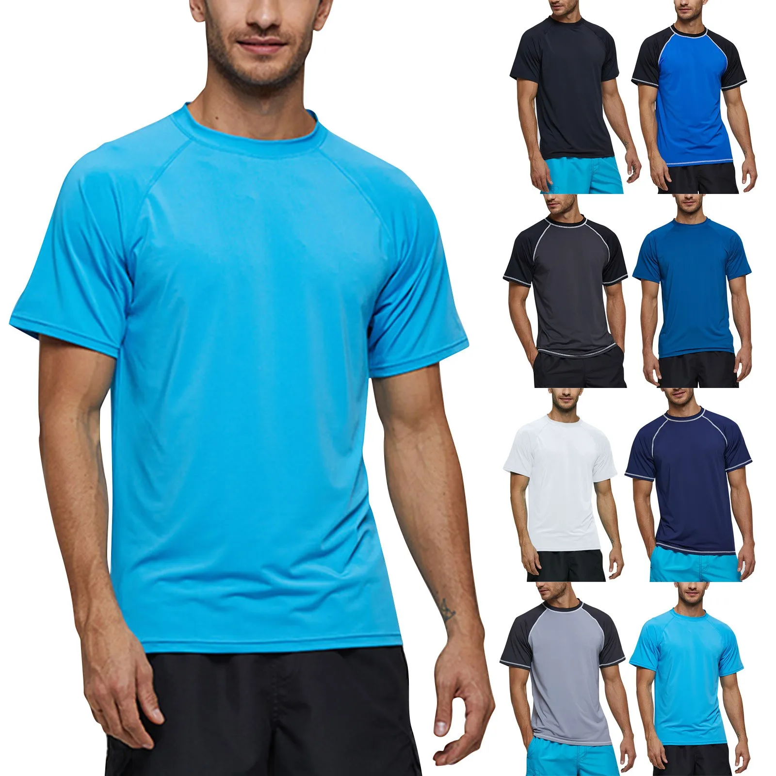 Camiseta de manga curta masculina, Camisas apertadas, Rash Guard, Proteção solar UV, Fato de surf, Mergulho, Natação, Praia, Surf Swimsuit