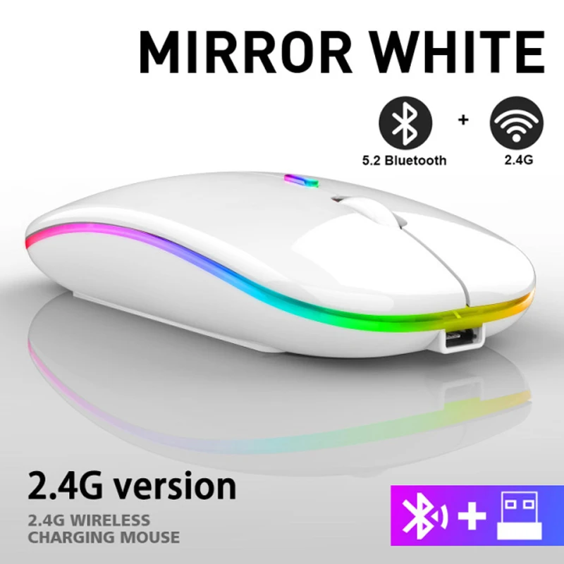 silent wireless mouse GTWIN  RGB Bluetooth Mouse Rechargeable Wireless Mouse for Laptop iPad Macbook Computer Silent Mause LED Backlit Ergonomic Mice wireless laptop mouse Mice