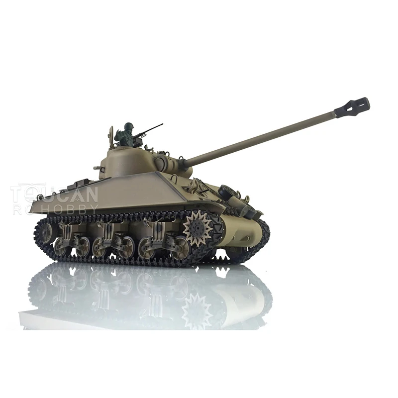 7.0 New HENG LONG 1/16 Plastic M4A3 Sherman RC Tank 3898 360° Turret Barrel Recoil TH19777-SMT4 6