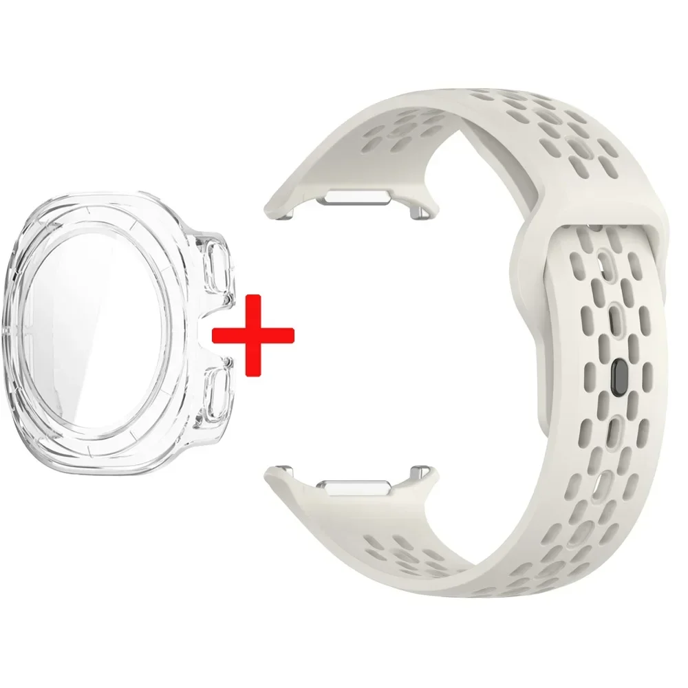 Silicone Sport Watchband with Tempered Glass Cover