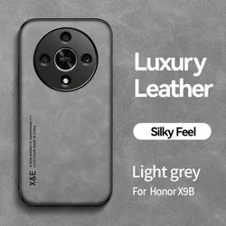 Elegant Retro Magnetic Suede Leather Shockproof Matte Silicone Soft Case Cover for Honor X9B (Light Grey)