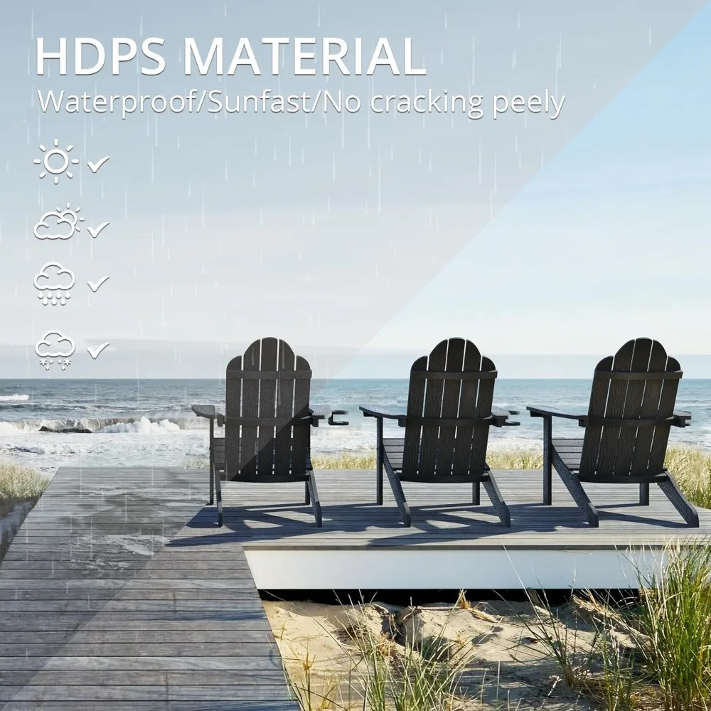 Adirondack Chairs Set of 4,Fire Pit Outdoor Chair Weather Resistant with Cup Holder,Modern Plastic Chair Plastic for Patio 3
