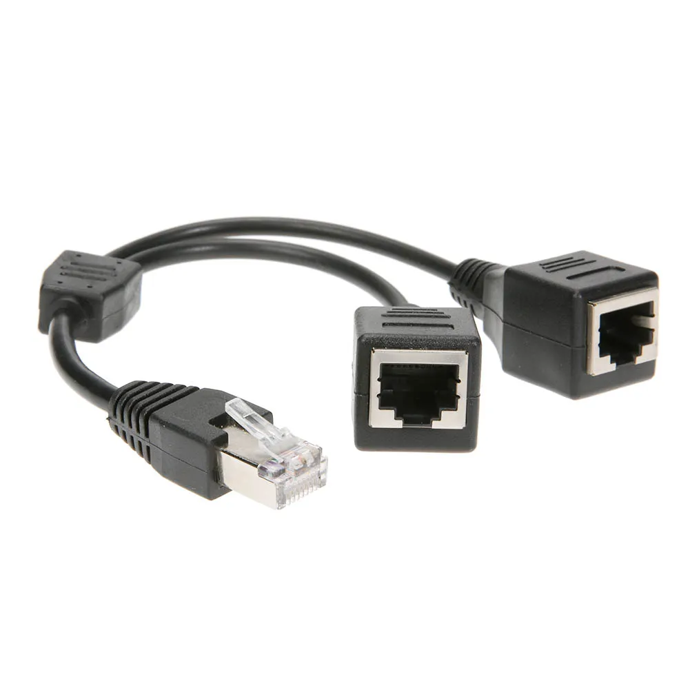 DSL 네트워크 RJ45 남성-2개 여성형 분배기 어댑터 커넥터 케이블 검정색
