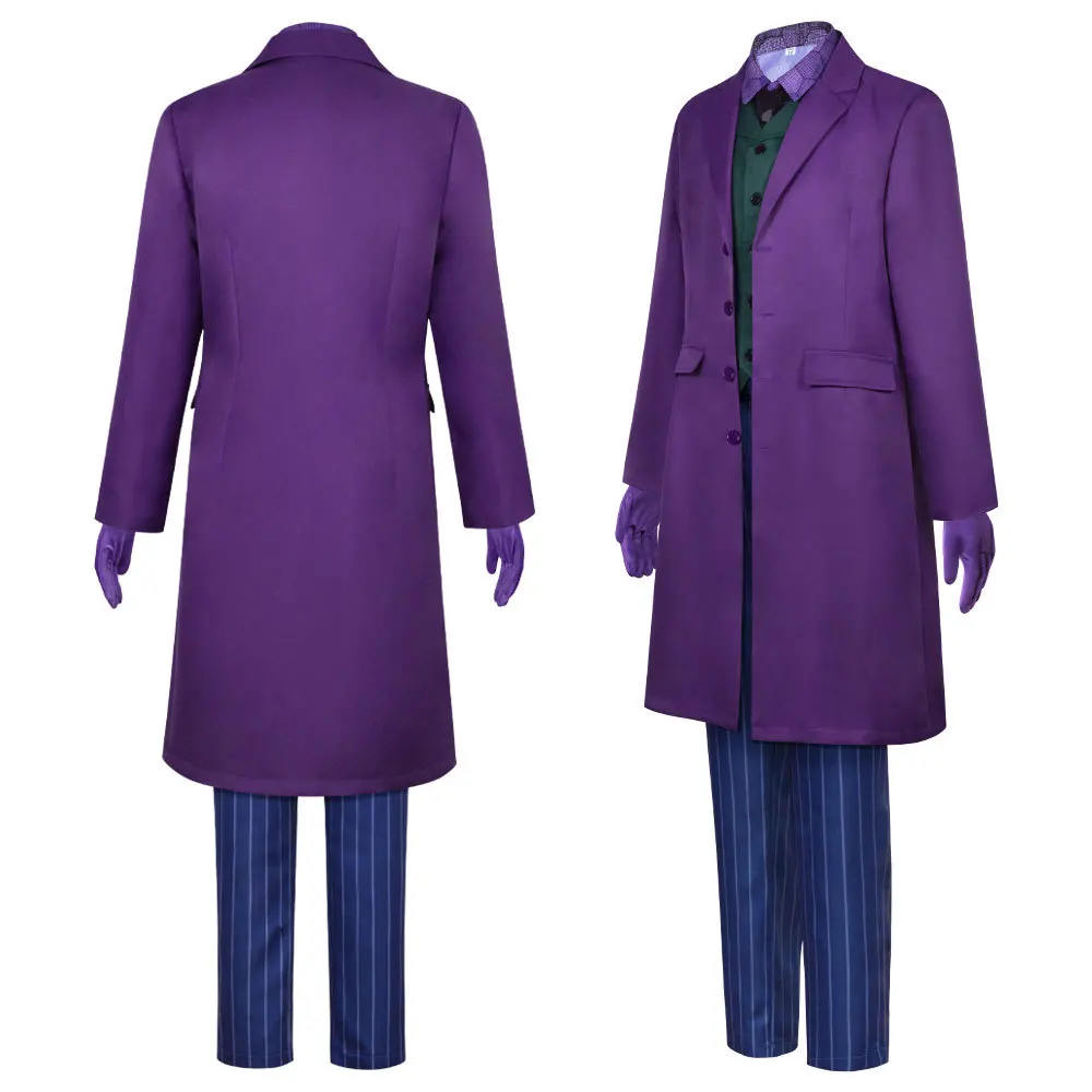 

Clown Heath Ledger Suit Cosplay Costumes Movie Dark Knight COS Halloween Party Horror Character Clothing Men Purple Windbreaker