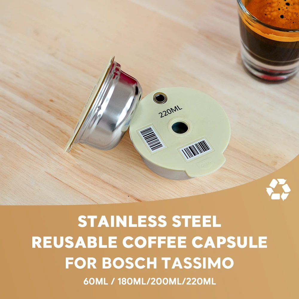 Description Picture 2 of itemStainless Steel Reusable Coffee Capsule Pods For Bosch Tassimo Machine Refillable Filter Coffee Maker 60/180/200/220 ML