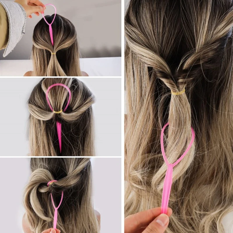 Pink and Blue Topsy Tail Hair Styling Tools - Set of 2-4 Pieces