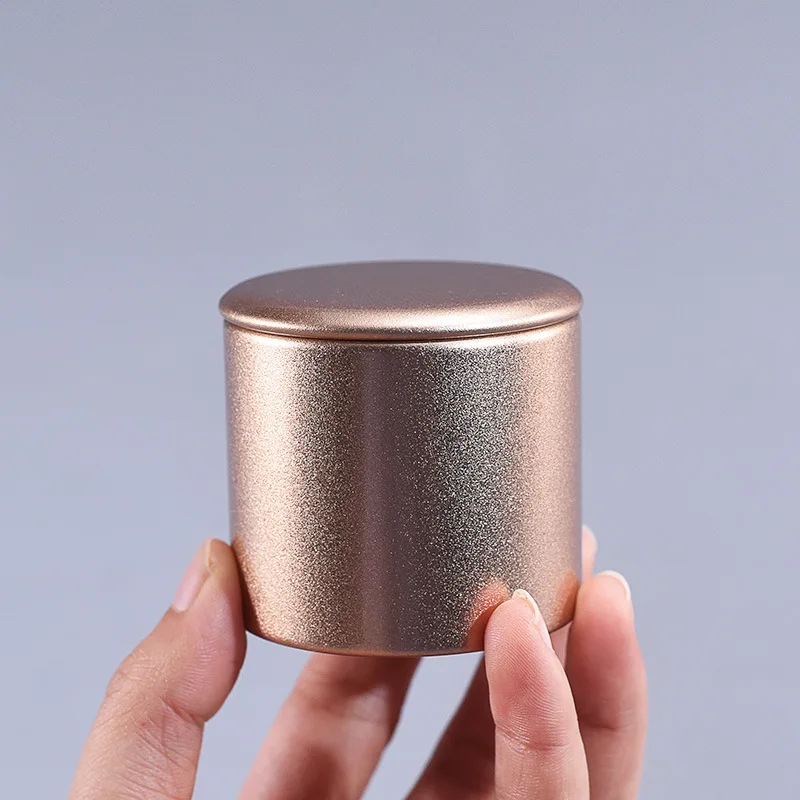Small Metal Sealed Tea Tin Box Round Tinplate Portable Travel Tea Container Coffee Spices Sugar Storage