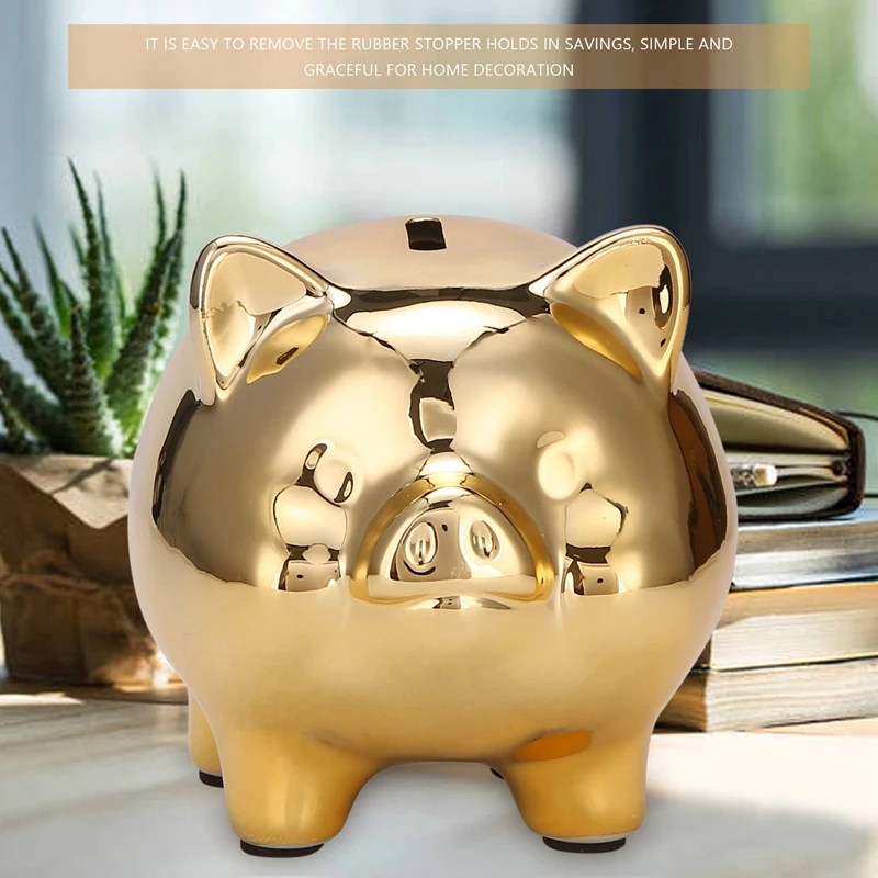 Ceramic Gold Pig Piggy Bank Cute Coin Piggy Bank Creative Home Furnishings Lucky Pig Decoration 3