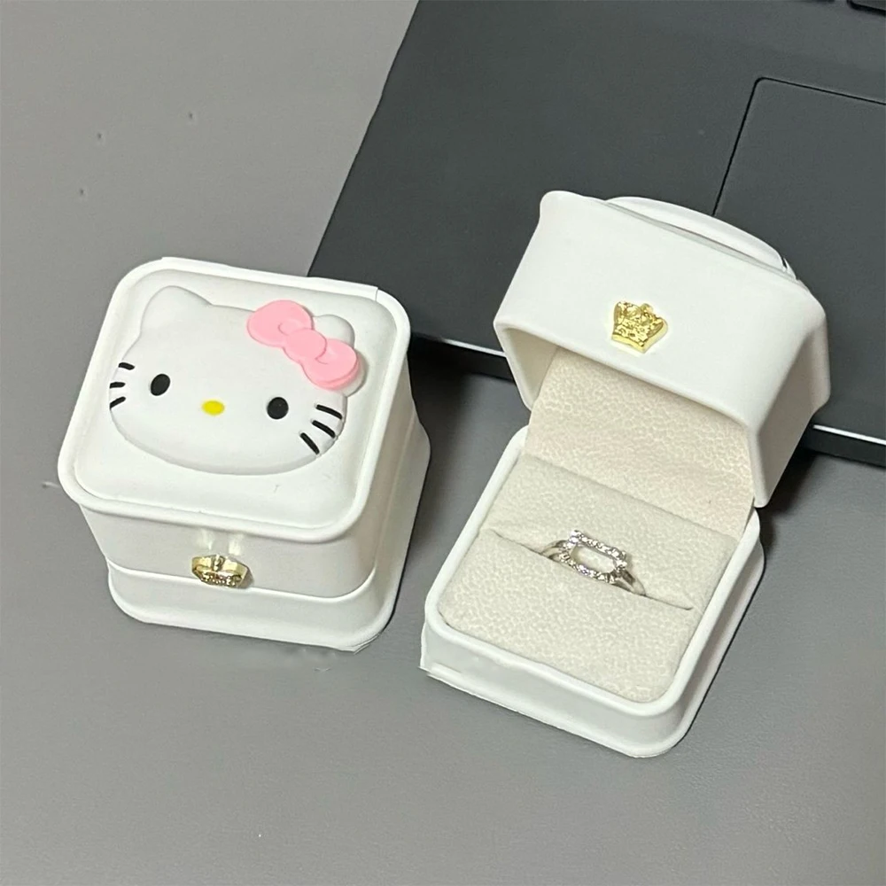 Kawaii Hello Kitty Portable Jewelry Box Anime Sanrio Mini Jewelry