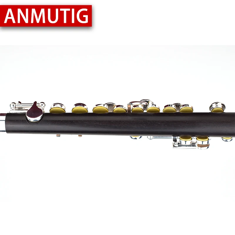 ANMUTIG C Key Ebony Piccolo Cupronickel Flute Silver Plated Key C16