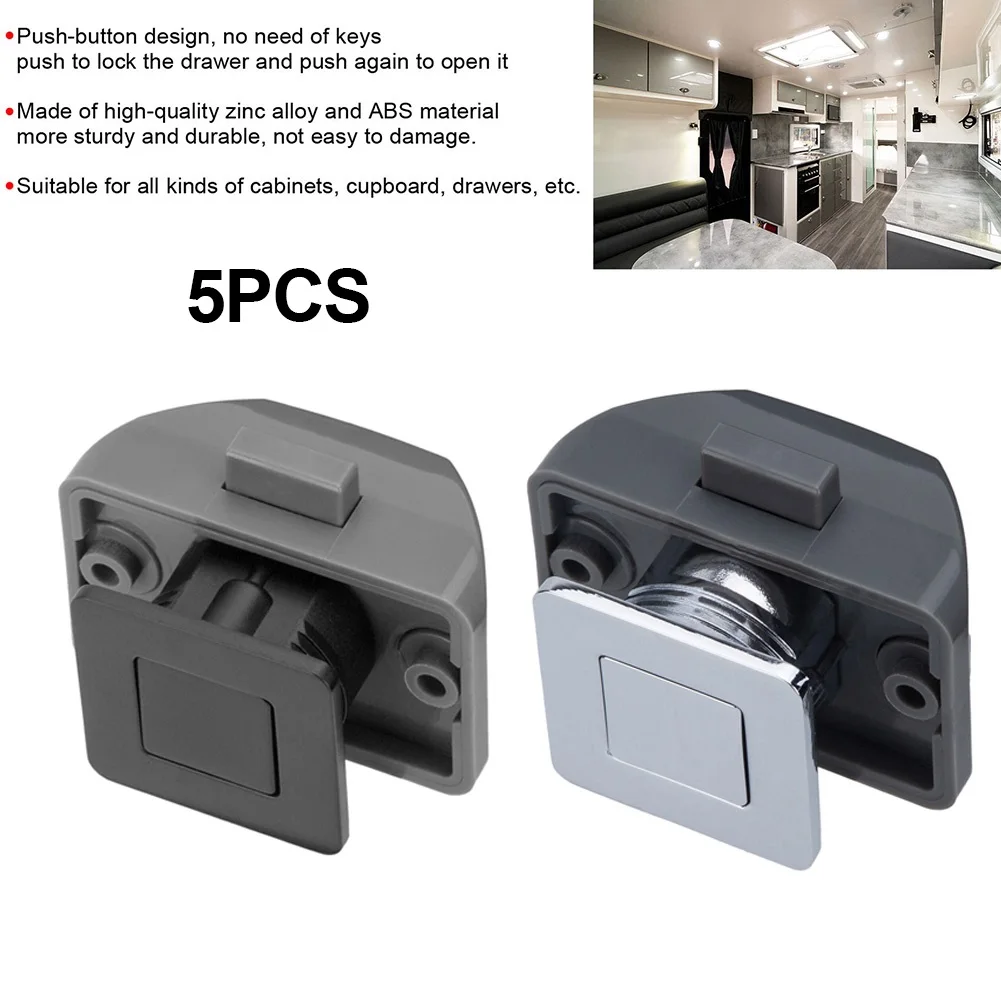 

5pcs Button Catch Lock For Cupboard Door Motorhome Camper Caravan Drawer Furniture Button Type Ship Yacht Catch Lock