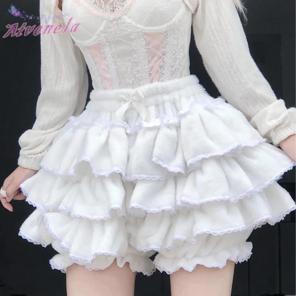 하라주쿠 Loli Sweet Girls 로리타 반바지 바지 Soft Girl Knickerbockers 케이크 스커트 바지 AFC1831