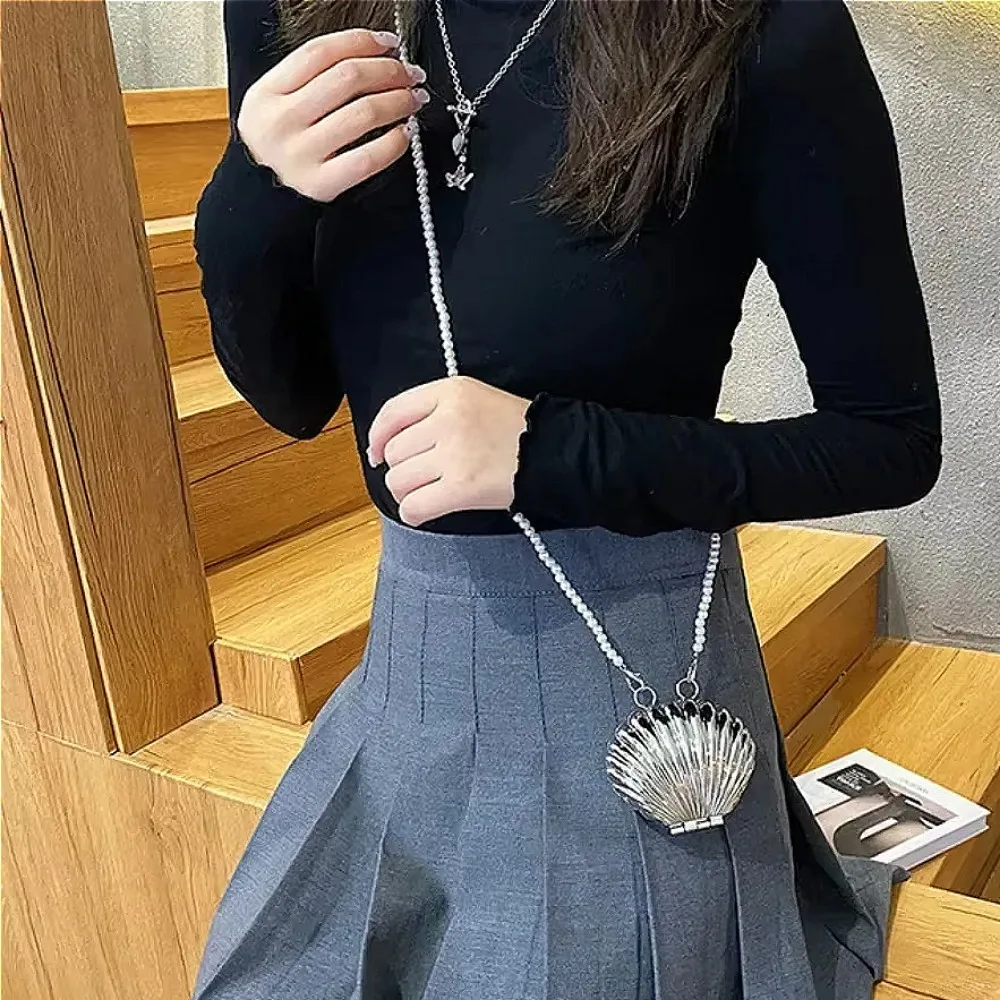 Summer Lipstick Bags for Women Fashion Pearl Mini Purse Crossbody Bag Gold Shell Bag Designer Shoulder crossbody bag women handbags