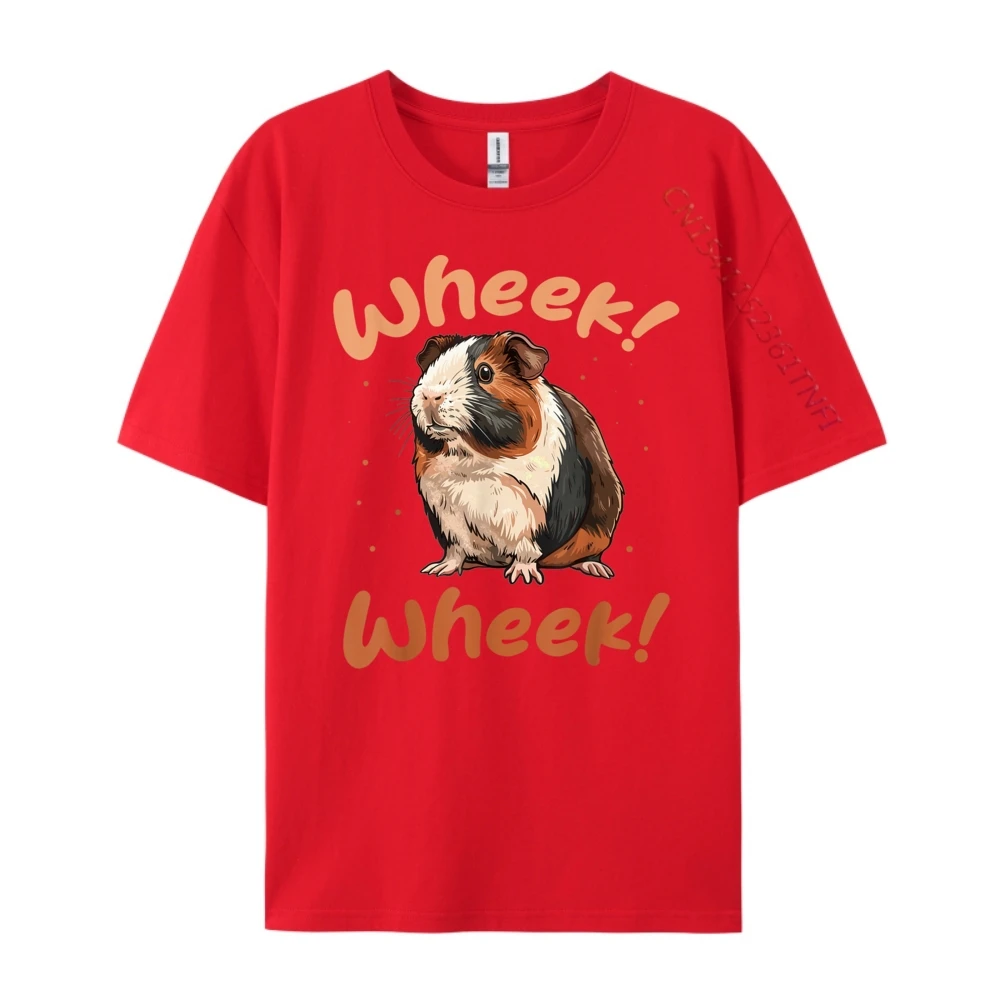 Guinea Pig Pet Rodent Animal Summer Labor Day 100% Cotton Fabric Crew Neck Adult Tops Tees Tops Tees Loose Short Sleeve T-shirts Guinea Pig Pet Rodent Animal Wheek Wheek_B8056 red