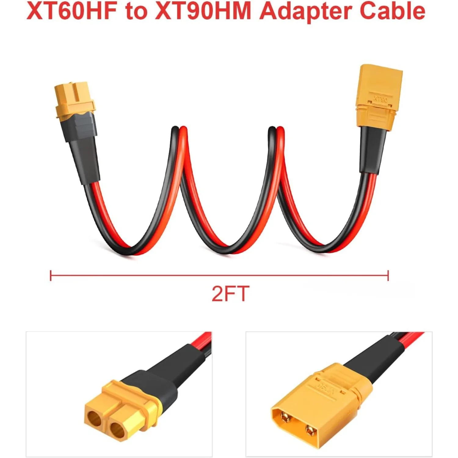 어댑터 케이블 10AWG 여성용 XT60 - 남성용 XT90 커넥터, RC 드론 리포 배터리용, DJI 및 ELFCULB 부품과 호환 가능
