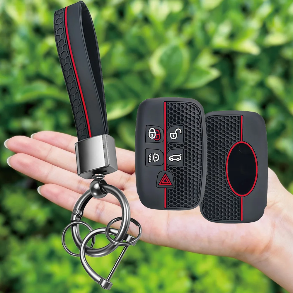 Premium 5-Button Car Key Case Cover with Keychain